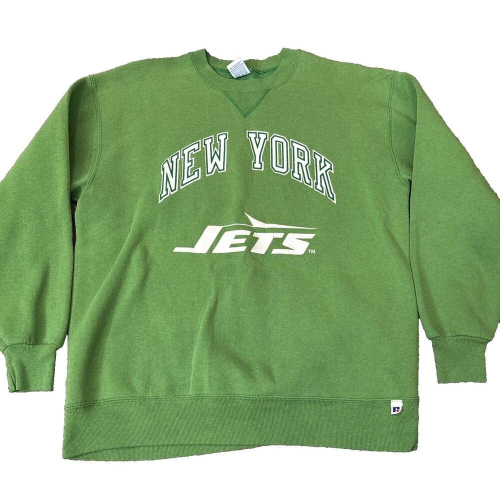 Vintage 90s Russell Athletic New York Jets Sweatshirt Mens XL Green Made in USA